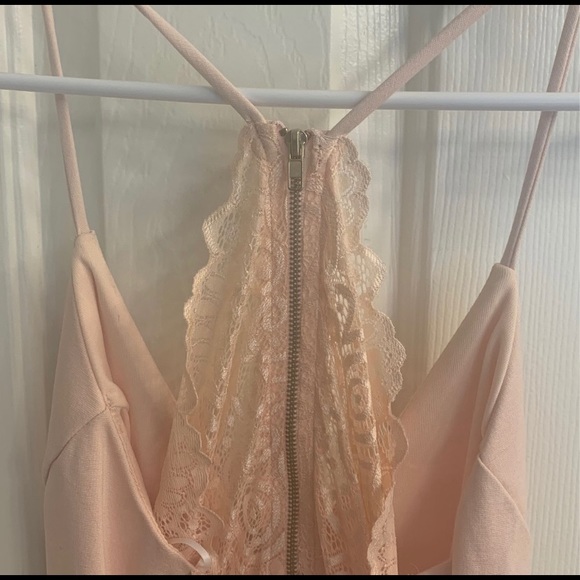 Blush V-Neck Racerback Cocktail Dress - Picture 2 of 4